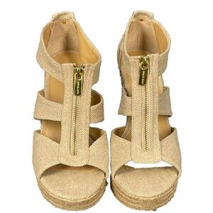 Michael Kors Women's Damita Platform Wedge Espadrilles Natural Lyst Sz 10M